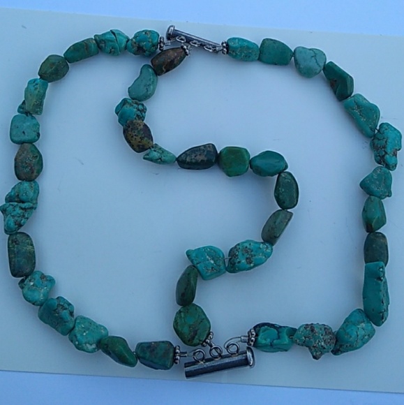 ALL NATURAL Nevada Turquoise 925 Sterl.Silver VTG - Picture 2 of 8